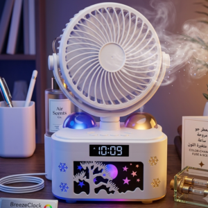 6B77CE8B-E191-44AA-94D5-71B17D28DEE7.png Ventilateur 4 en 1 avec Diffuseur d’Arôme, Horloge LED & Veilleuse