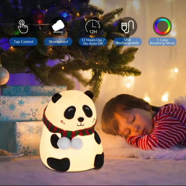 Veilleuse LED Panda en Silicone - 7 Couleurs Tactiles