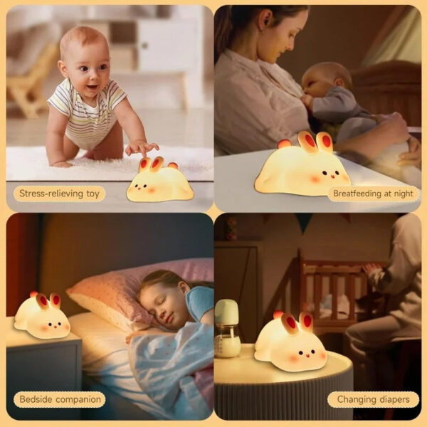 Veilleuse Lapin Silicone Rechargeable إضاءة ذكية بلمسة واحدة