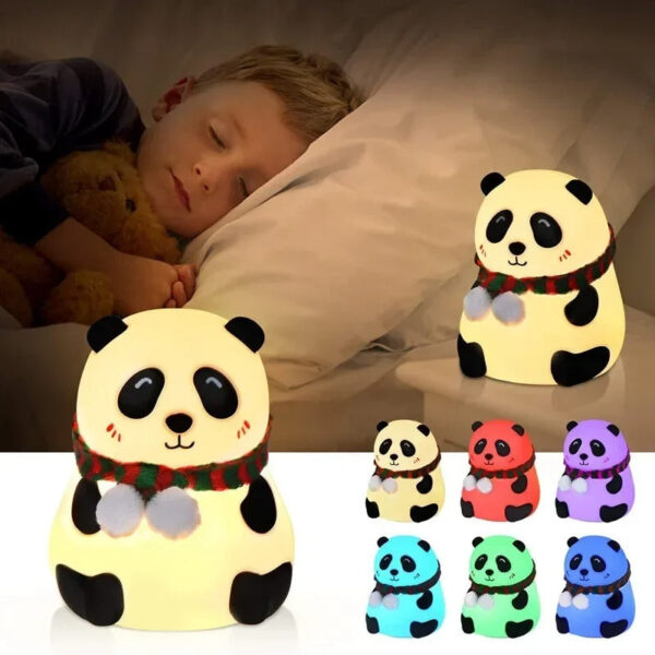Veilleuse LED Panda en Silicone - 7 Couleurs Tactiles